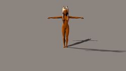 1girls ahsoka_tano breasts clone_wars clone_wars_ahsoka_(aged_up) female_focus female_only grey_background looking_at_viewer medium_breasts nude pose pubic_hair senseye simple_background skinny solo standing star_wars t-pose tagme togruta