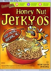 1boy anthro balls ballsack bee black_stripes cereal cereal_box cereal_mascot erection hate_farm honey_nut_cheerios humanoid_penis humor male male_only parody penis scrotum smooth_penis solo stinger testicles toony wings yellow_skin