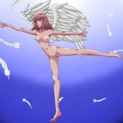 1girls angel_wings female kaleido_star maruze_circus medium_breasts naegino_sora nude pose wings