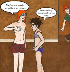 gender_transformation genderbend genderswap george_weasley harry_potter hermione_granger nipples penis ron_weasley rule_63