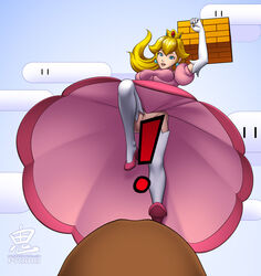 ! bad_censor covering goomba mario_(series) nintendo no_panties oni_(artist) princess_peach solo_focus super_mario_bros. upskirt