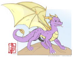 2011 cum dragon fennec_(artist) feral horns male_only penis purple_eyes solo spyro spyro_the_dragon wings