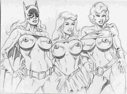 barbara_gordon batgirl dc monochrome nipples peter_temple power_girl supergirl