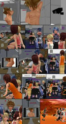 2boys 3d 5girls aqua_(kingdom_hearts) blue_eyes breasts comic electronics final_fantasy final_fantasy_vii human kairi keyblade kingdom_hearts larxene namine olette pale_skin red_hair sora text tifa_lockhart weapon