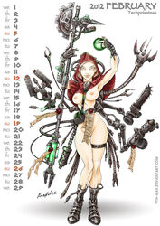 1girls 9th-max adeptus_mechanicus axe bionic_arm breasts calendar_(medium) completely_nude completely_nude_female english_text female female_only holding_axe holding_object holding_weapon imperium_of_man legs legs_together no_bra no_panties purity_seal solo solo_female techpriest text thigh_gap thighs warhammer_(franchise) warhammer_40k weapon