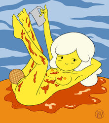 1girls adventure_time breakfast_princess cartoon_network coldfusion feet female female_only food food_creature naked nude nude_female solo solo_female syrup tagme waffle waffle_in_pussy white_hair yellow_skin