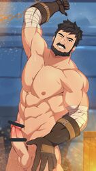 bar_censor bara genshin_impact male male_only mazjojo wagner_(genshin_impact)