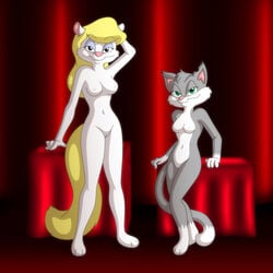 animaniacs anthro breasts cat color feline female female_only fur furry interspecies minerva_mink mink multiple_females nipples nude rita_(animaniacs) rita_and_runt smile standing tagme vulva