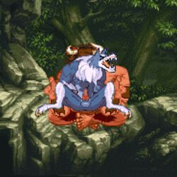 animated buggery capcom color crossover darkstalkers front_view gallon gay interspecies jon_talbain m.u.g.e.n male male_only minotaur multiple_males naked no_humans nude pixel_art sex ti_(artist) yaoi