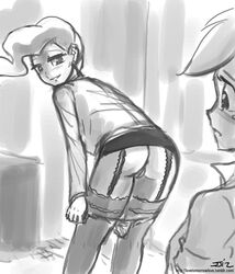 anus applejack_(mlp) female female_only friendship_is_magic garters human humanized john_joseco mayor_mare_(mlp) multiple_females my_little_pony pussy smooth_skin stockings vagina