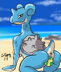 1girls 2014 anthro anthrofied anus ass egg egg_laying female female_only lapras nintendo nude pokemon pokemon_rgby pose pussy solo stoon stoonbucko text thick_thighs video_games watermark wide_hips