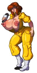 1girls april_o'neil april_o'neil_(tmnt_1987) areola blush body_blush boots breasts cleavage demien erect_nipples female female_only huge_breasts human jumpsuit nipples solo tagme teenage_mutant_ninja_turtles tmnt_1987 transparent_background voluptuous