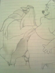 bear chicken disney female lady_kluck little_john monochrome penis pussy robin_hood_(disney) sketch