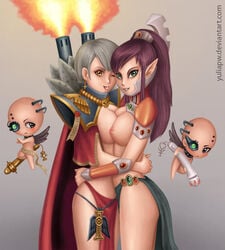 2girls adepta_sororitas aeldari canoness cherub eldar female imperium_of_man purity_seal sister_of_battle warhammer_(franchise) warhammer_40k yuliapw yuri