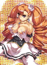 arcana_heart breast_grab breasts drill_hair hisahiko jewelry necklace orange_hair petra_johanna_lagerkvist