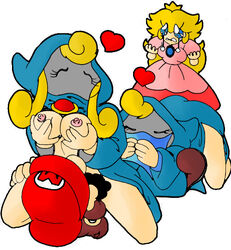 blonde_hair breasts cuckquean empty_(artist) female heart human jewelry large_breasts male mario mario_(series) merlee merluvlee netorare nintendo paper_mario paper_mario:_the_thousand-year_door princess_peach reverse_netorare shaman simple_background straight straight_hair tears white_background