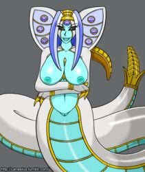 big_breasts blue_hair blue_skin bracelet breasts canastus chest_spike claws cobra cracked_dragon_ball deity dragon_ball dragon_ball_gt dragon_futa dragon_girl evil_dragon female hair jewelry lamia lipstick liu_xing_long long_hair long_tail looking_at_viewer makeup monster_girl_(genre) navel nipples nude oceanus_shenron omega_oceanus_shenron_(canastus) pussy rattle reptile scales scalie shadow_dragon smile snake solo super_liu_xing_long_(canastus) transformation white_hair white_skin