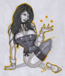 black_and_white dc female female_only human jaiden_lourde monochrome solo straight_hair tagme zatanna