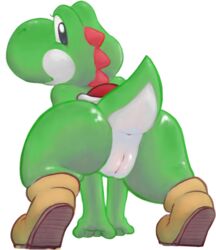 1girls alternate_version_available anus back_view blue_eyes color fabuchs falieu_w female female_only feral looking_at_viewer looking_back looking_back_at_viewer mario_(series) nintendo nude pussy solo tagme tail transparent_background vulva yoshi