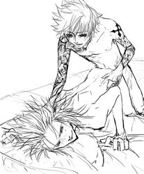 axel_(kingdom_hearts) disney gay kingdom_hearts male_only monochrome roxas square_enix tagme