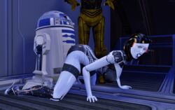 3d animated crossover edi female mass_effect mechanical r2-d2 red-tinted_eyewear sex star_wars tinted_eyewear visor