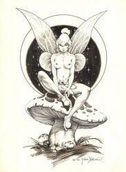 1980s 1982 20th_century casual disney fairy female footwear frank_brunner humanoid monochrome nipples pale_skin peter_pan_(disney) straight_hair tagme tinker_bell year