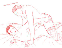 2boys anal anal_sex closed_eyes cum cum_while_penetrated cursed_image english_dialogue english_text erection fishnet_legwear fishnet_thighhighs gay gay_sex irony male male/male male_only mitt_romney monochrome penis politician politics real_person red_lineart rick_santorum sex short_hair thighhighs thighhighs_only yaoi