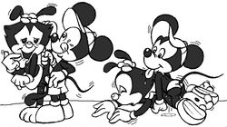 animaniacs anthro crossover disney doggy_style dot_warner female fur male mickey_mouse monochrome penis princess royalty saulo_padovan straight unknown_species white_background