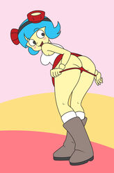 black_eyes blue_hair boots el_tigre female frida_suarez goggles goggles_on_head latina nickelodeon panties red_panties red_skirt skirt smiling tagme