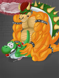 artist_request bowser color green_shell horns insertion interspecies koopa male male_only mario_(series) multiple_boys muscles nintendo nude penis sex shell side_view size_difference spiky_shell tagme yaoi yoshi