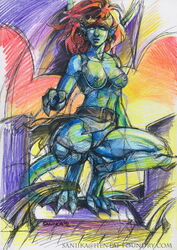 blue_skin demona disney gargoyles nipples rough_sketch saniika tagme