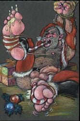 1boy anal anal_masturbation anus balls ballsack beard body_hair bound candles candy_cane christmas facial_hair foreskin hairy_male hands_tied human hyper_hairy intact male male_anus male_nipples male_only male_penetrating masculine mature_male mostly_nude_male open_mouth open_shirt partially_retracted_foreskin pedro_palanca penis perineum santa_claus santa_costume santa_hat scrotum semi-erect testicles tied_up torn_clothes uncut wax wax_play white_hair