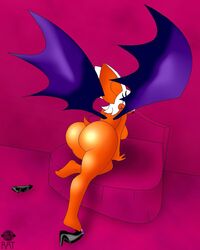 ass back_view bat color female female_only indoors kneeling nude rat_(artist) rouge_the_bat solo sonic_(series) tagme wings