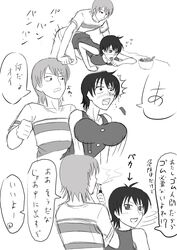 1boy 1girls :d ahe_gao blush cigarette clothed_sex doggystyle female genderswap_(ftm) genderswap_(mtf) greyscale igatto japanese_text luffyko male monkey_d_luffy nami one_piece pre-timeskip rule_63 sex sex_from_behind surprise translation_request