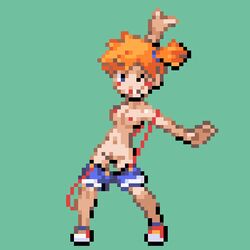 dodododo green_background human human_only kasumi_(pokemon) nintendo pixel_art pokemon sprite