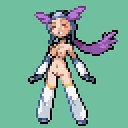 00s 1girls breasts dodododo female green_background gym_leader helmet human human_only light-skinned_female light_skin long_hair nintendo nipples pixel_art pokemon pokemon_rse ponytail purple_hair solo sprite winona_(pokemon) winona_(pokemon_rse)