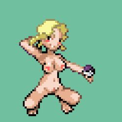 dodododo elite_four glacia_(pokemon) green_background human human_only nintendo pixel_art pokemon pokemon_rse sprite