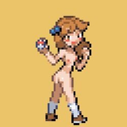 00s 1girls ass dodododo human lass_(pokemon) lass_(pokemon_frlg) light-skinned_female light_skin long_hair nintendo nipples npc_trainer nude orange_background pixel_art poke_ball pokemon pokemon_frlg pokemon_rgby solo sprite