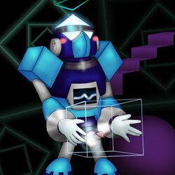 1boy blush fangame_character masturbation mega_man mega_man(classic) mega_man_unlimited precum solo yoku_man