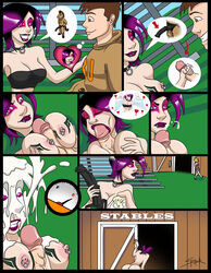 1boy 2girls angel barn between_breasts big_breasts breasts comic cum cum_draining cumshot dildo draining fellatio female goth goth_girl huge_breasts large_breasts lip_piercing mascot naked nude omega_(sigma_vs_omega) oral oral_sex outercourse paizuri pierced_lip pierced_nipples purple_lipstick selrock_(sigma_vs_omega) sigma_(sigma_vs_omega) sigma_vs_omega speechless stable straight strapon tagme tits