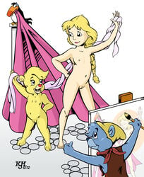 2012 adventures_of_the_gummi_bears anthro arte_deco bear completely_nude disney female fur gusto_gummi human interspecies male mammal painting posing princess_calla pussy slickpuppy sunni_gummi toucan