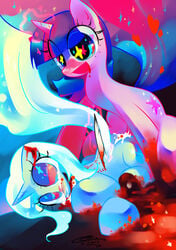 blood corpse dead equid equine female feral feral_on_feral feral_only friendship_is_magic futa_on_female futanari gore guro horse iopichio my_little_pony pony smooth_skin trixie_(mlp) twilight_sparkle_(mlp) unicorn what