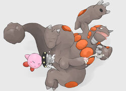 color crossover cum drill interspecies kirby kirby_(series) male male_only multiple_males nude penis pokemon rhyperior size_difference tagme tail testicles