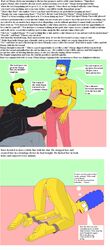 blue_hair bondage bound breasts clothes color english_text female hair human male marge_simpson nipples standing straight tagme text the_simpsons timothy_lovejoy