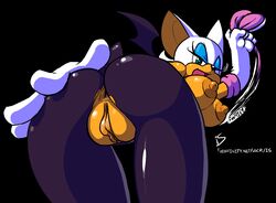 anus ass_focus back_view bat bent_over breasts breasts_out clothes color female female_only gloves hotred nipples pussy ripped_pantyhose rouge_the_bat solo sonic_(series) tagme