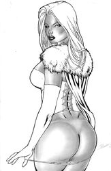 ass dat_ass emma_frost looking_at_viewer marvel panty_pull reginaldo_souza thong white_queen x-men