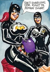 3girls barbara_gordon batgirl batman_(series) catwoman dc dc_comics dick_grayson female female/female female_only human joe_gravel multiple_females multiple_girls robin_(dc) robin_(dick_grayson) rule_63 selina_kyle sex straight_hair yuri