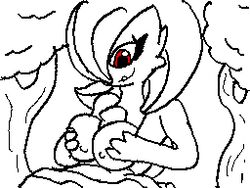 1girls animated black_and_white breasts female female_gardevoir female_pokemon gardevoir linepaperbitches! nintendo paizuri penis pokemon pokemon_(species) pokemon_rse red_eyes tagme