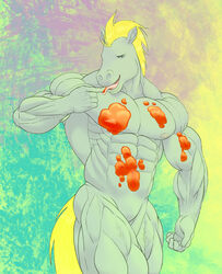 anthro friendship_is_magic hugh_jelly male male_only my_little_pony nude ripped-saurian solo standing straight_hair tagme