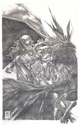 barbara_gordon batgirl batman_(series) dc gene_espy man-bat monochrome torn_clothes